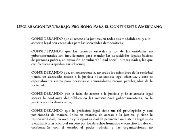 Declaracion Pro Bono para el Continente Americano